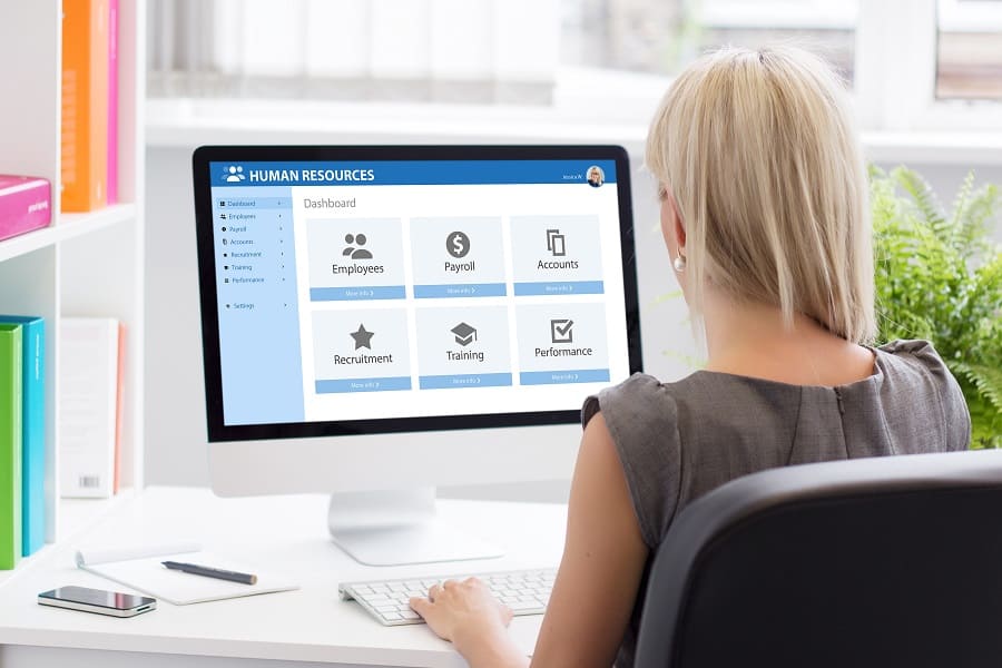 businesswoman working on computer tool