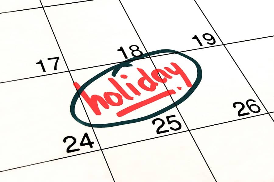 holiday written in calendar