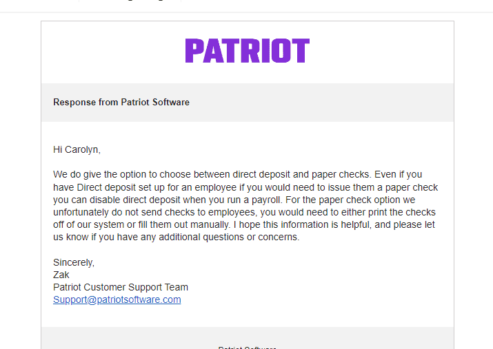 Patriot email support 