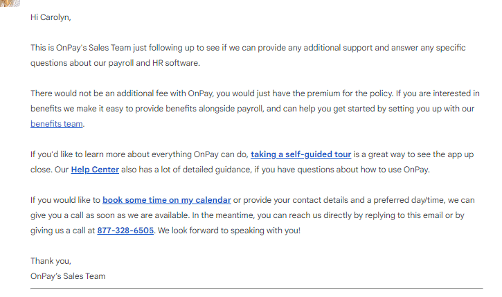 OnPay Payroll Customer Support Email